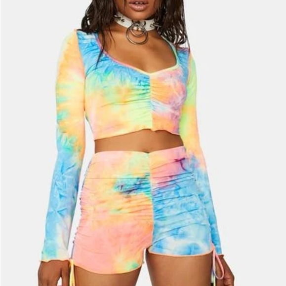 NWT Multi-colored Short Set by Dolls Kill Size L. - Picture 2 of 8